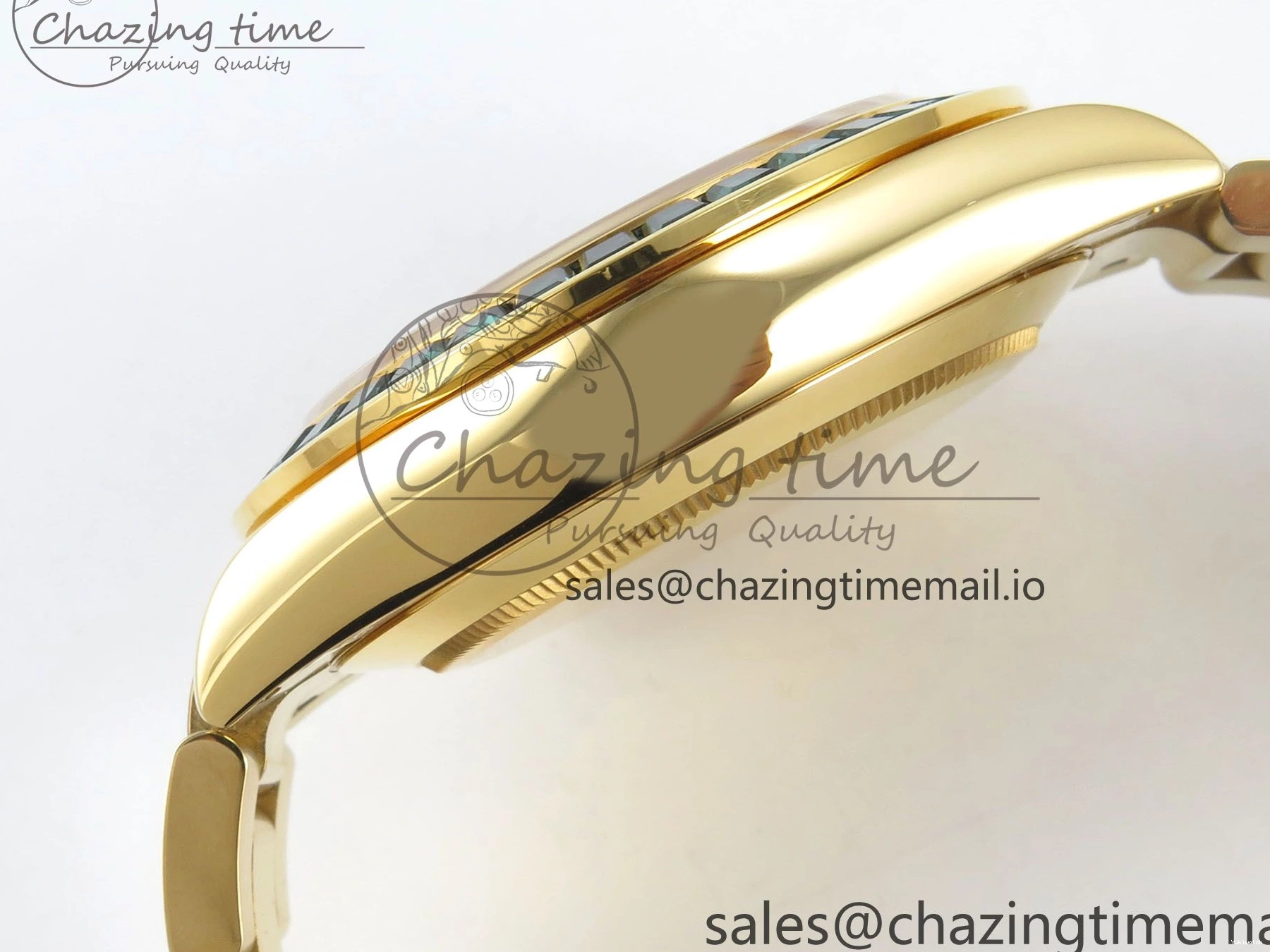 Bezel YG Crystals MPF SA4801 Skeleton Bracelet Custom 40mm Modded Green Dial Daytona on 0427